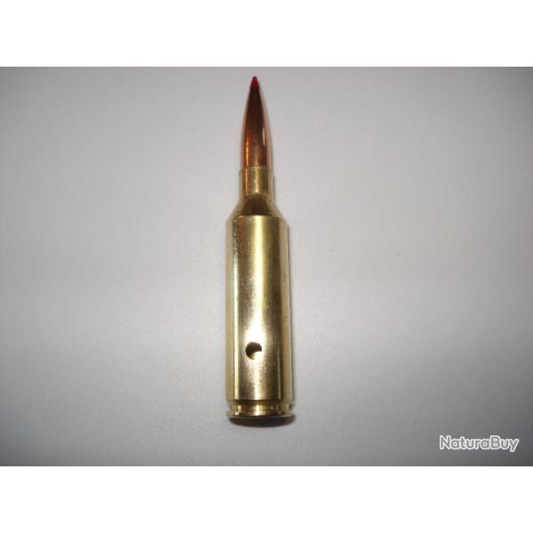 une cartouche de 6,5 PRC neutralis�e, amorce percut�e, �tui perc�, pour collection