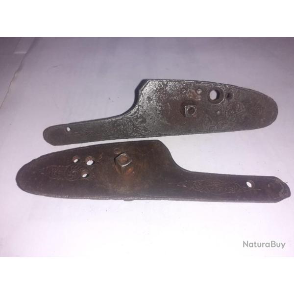 Paire de platine ancienne pour fusil  de chasse carabine  silex ou percussion