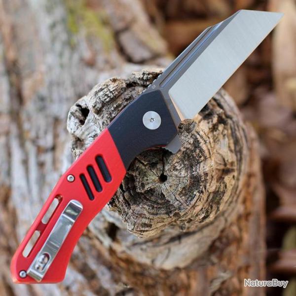 Couteau Bestech Rockface Red/Black Manche G10 Lame D2 Wharncliffe IKBS Linerlock Clip BTKG46C