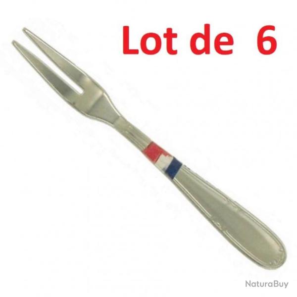 6 FOURCHETTE A ESCARGOT 14 CM INOX MADE IN FRANCE 2 DENTS USTENSILE CUISINE