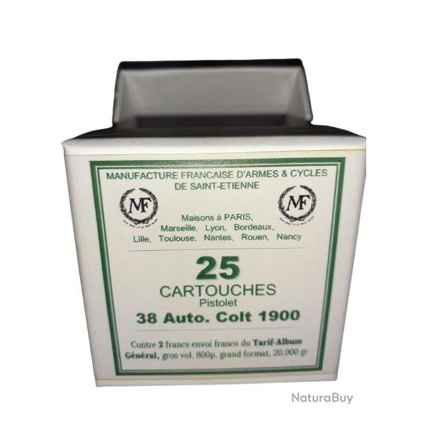 38 ACP 1900 ou 38 Auto Colt Pistol Mle 1900: Reproduction boite cartouches (vide) MANUFRANCE 8891427