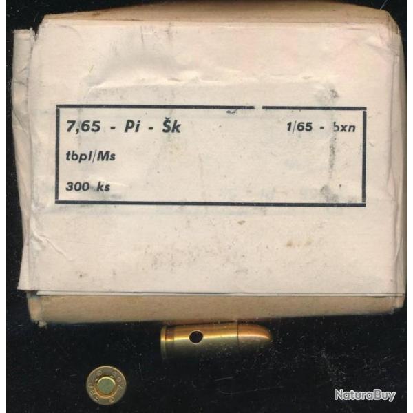 UNE cartouche inerte de manipulation r�glementaire tch�que Calibre 7,63 Br 32ACP pour skorpion