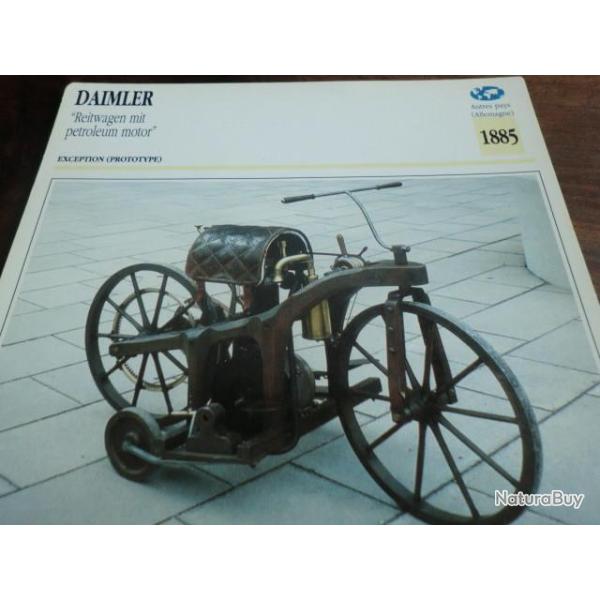 FICHE MOTO  DAIMLER REITWAGEN MIT PETROLEUM MOTOR   1885