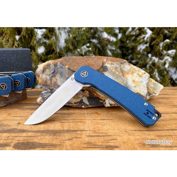 Couteau QSP Osprey Blue Lame Acier 14C28N Manche Micarta IKBS Linerlock Clip QS139B