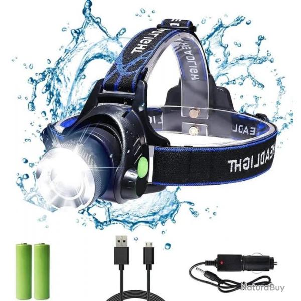 Lampe frontale LED 1200 lumens - 3 modes - Rechargeable - Livraison gratuite et rapide