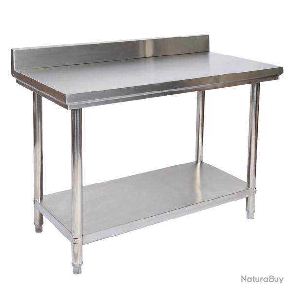 Table de travail acier inoxydable avec rebord de protection 120 x 60 x 85 cm 16_0002500