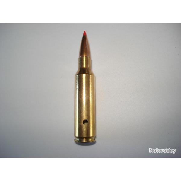 une cartouche de 300 ruger compact magnum neutralis�e, amorce percut�e, �tui perc�, pour collection