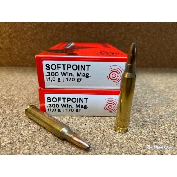 2 BOITES 20 CARTOUCHES GECO DEMI BLINDEE CAL .300 WIN MAG 11gr