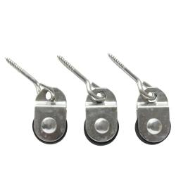 Lot de 3 poulies &agrave; vis articul&eacute;e - axe central 2 mm