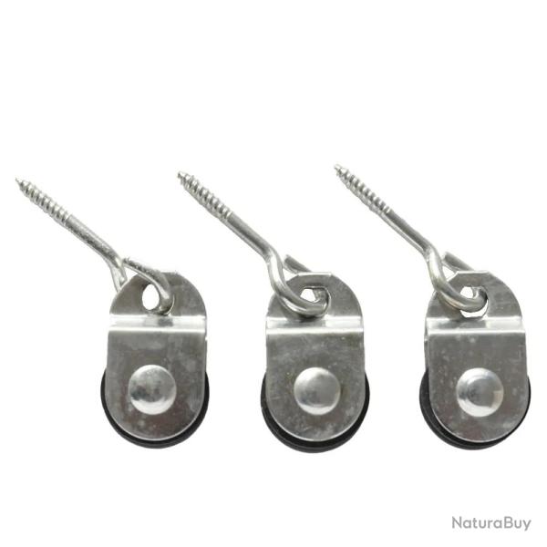 Lot de 3 poulies � vis articul�e - axe central 2 mm