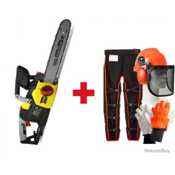 Trononneuse 2400W + Kit de protection - Pantalon + Casque + Gants - Livraison gratuite et rapide