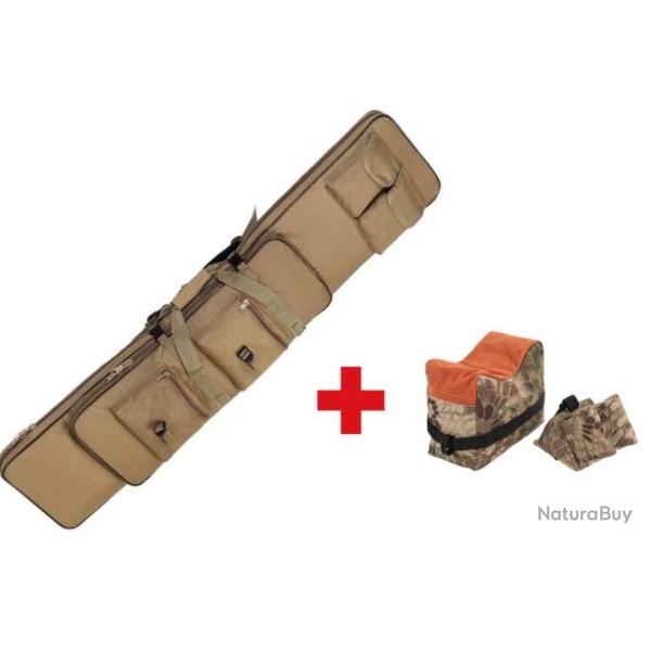 Sac de transport de fusils 118 cm TAN + Sac de tir avant et arrire - Livraison gratuite et rapide
