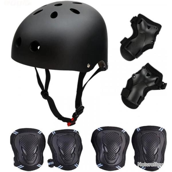 Kit de protection 7 pices pour vlo : casque, genouillres, coudires - Livraison gratuite
