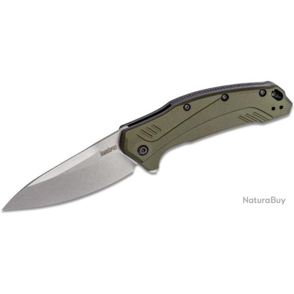 Couteau Kershaw Link Olive A/O Lame Acier CPM-20CV Manche Aluminium Linerlock USA KS1776OLSW