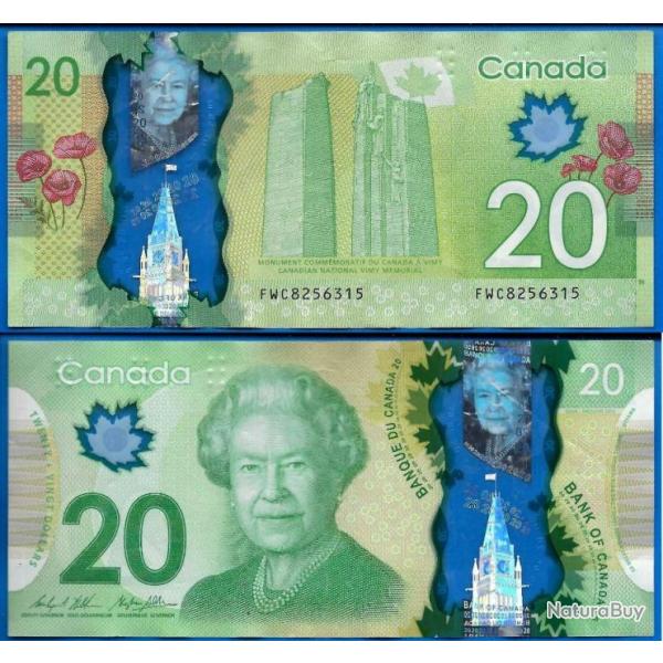 Canada 20 Dollars 2012 Billet Polymere Monument Reine Elizabeth 2 Prefixe FWC