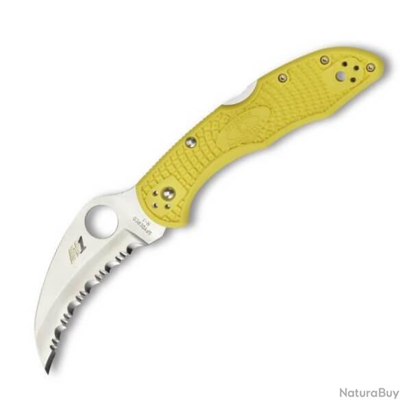 C106SYL2-Couteau de poche crant� Spyderco Tasman Salt 2 jaune