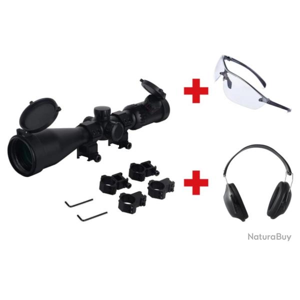 Lunette de vise 4-24x50 + Casque antibruit + Lunettes de protection - LIVRAISON GRATUITE ET RAPIDE