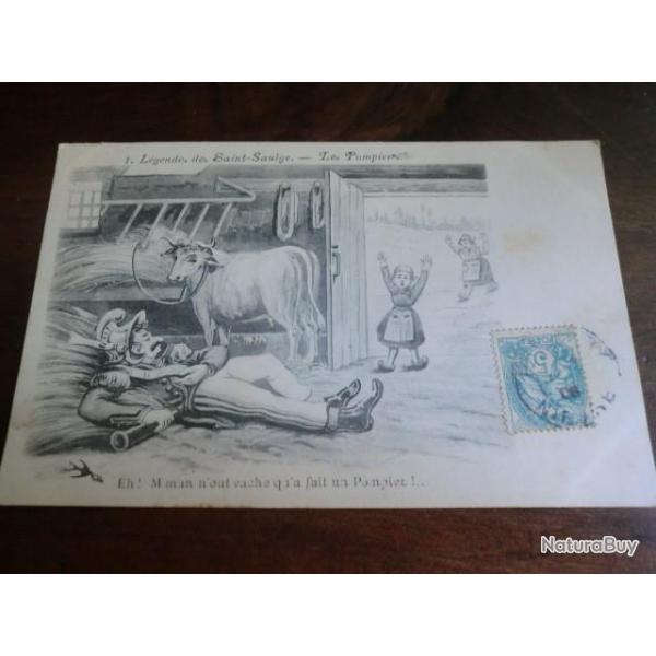 CP  dpt 58  LEGENDE DE SAINT SAULGE LES POMPIERS