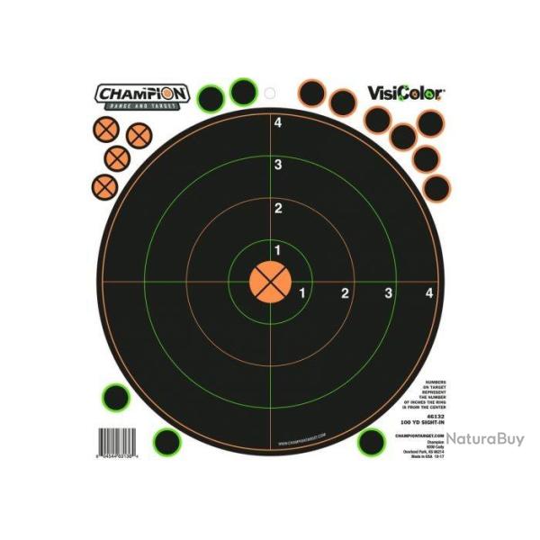 20 Cibles Champions adh�sives visicolor champion diam�tre 20CM avec pastilles int�gr�es