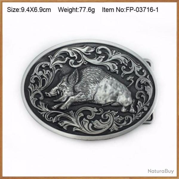 Boucle de ceinture sanglier enlumine