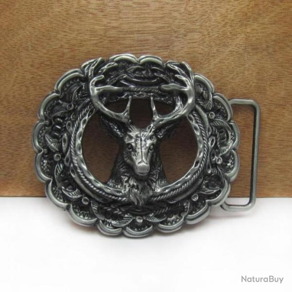 Boucle de ceinture western tete de cerf