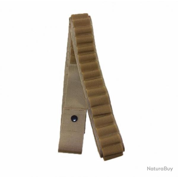 Cartouchi�re bandouli�re calibre 12, 16 ou 20 couleur tan