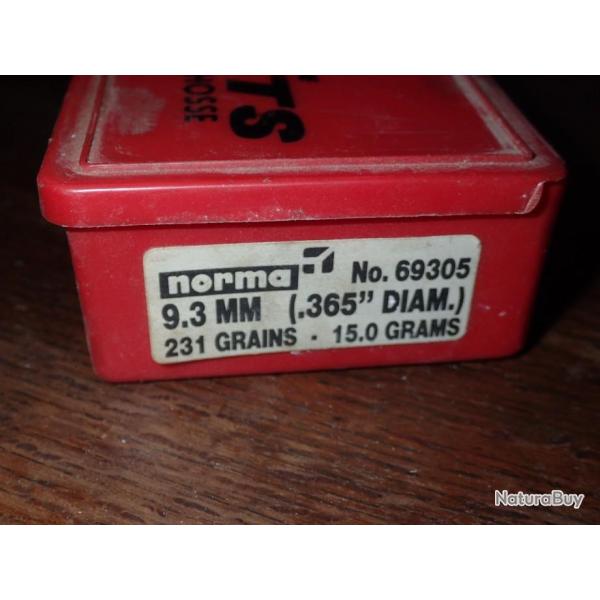 Boite vide d'ogives - Norma 9,3mm 231grains