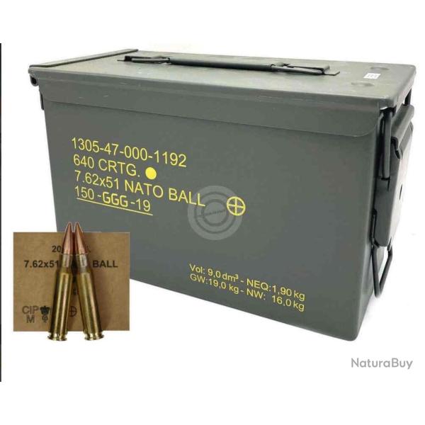 Boite de 640 munitions 308 Win GGG FMJ 147gr