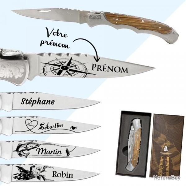 Couteau de Chasse P�che Personnalisables Avec Gravure Sur la Lame Id�e Cadeau Chasseur LAGUIOLE