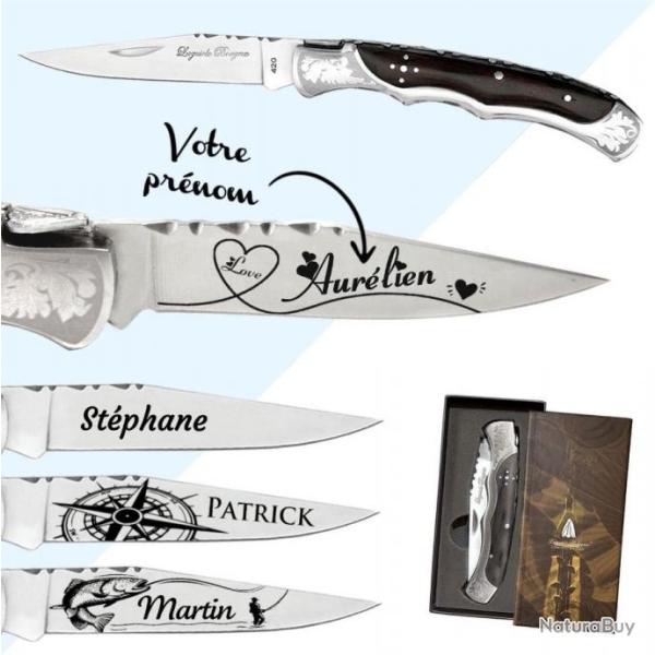 Couteau LAGUIOLE de Chasse P�che Personnalisable Avec Gravure Sur la Lame Id�e Cadeau Chasseur