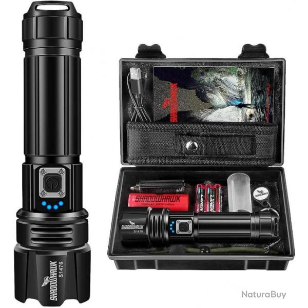 Lampe Torche de poche 10000 Lumens Rechargeable Lampe Tactique IP67 �tanche avec Batterie 26650