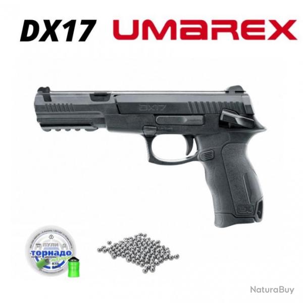 Pack Pistolet � plombs Umarex DX17 4,5 mm + plombs tornado + sachet de billes Bbs !