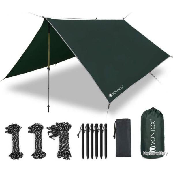 B�che Anti-Pluie 3x3m Camping B�che L�ger Portable Anti-UV B�che Imperm�able