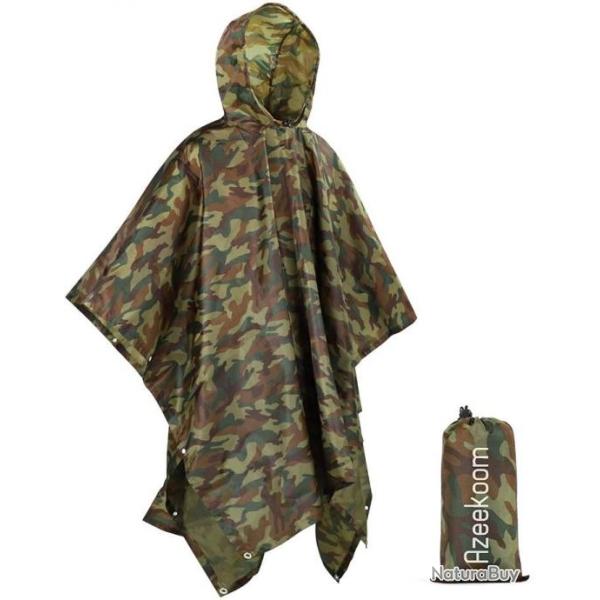 Poncho Pluie Imperm�able Cape de Pluie Poncho Tapis de Camping Ombre de Camping camouflage