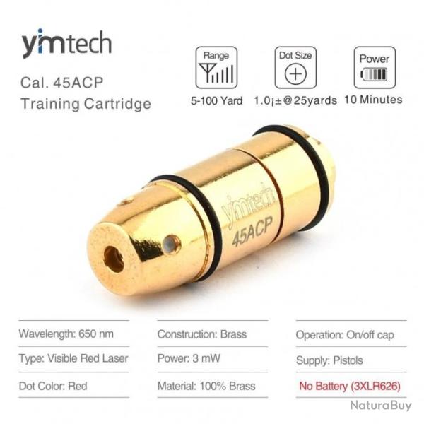 Cartouche d'entrainement tir � sec 45 ACP - Compatible application gratuite