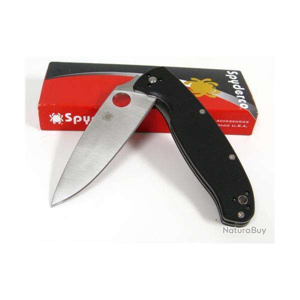 Couteau SPYDERCO Resilience Manche Plaquettes G10 Lame Acier 8Cr13Mov Linerlock Clip SC142GP