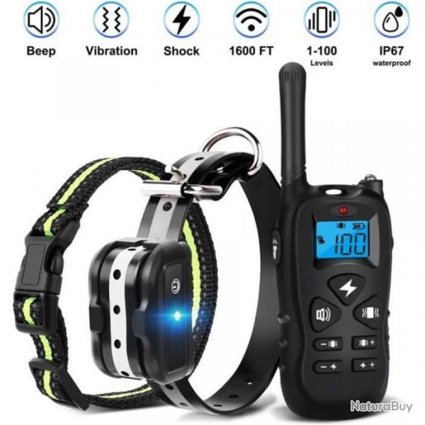 Collier de Dressage Anti Aboiement Pour Chien avec T�l�commande Etanche Vibration 2 Taille Colliers