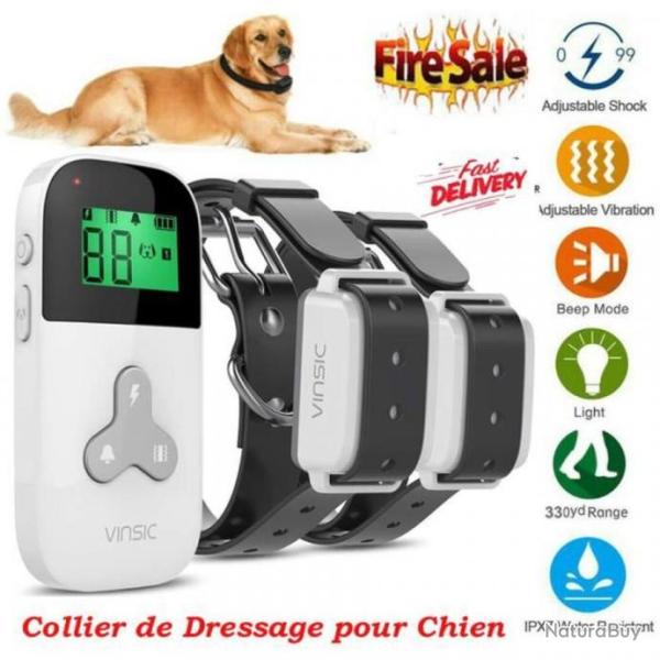 Collier de Dressage Collier Anti-aboiement Pour Chien avec T�l�commande Ecran LCD avec 2 R�cepteurs