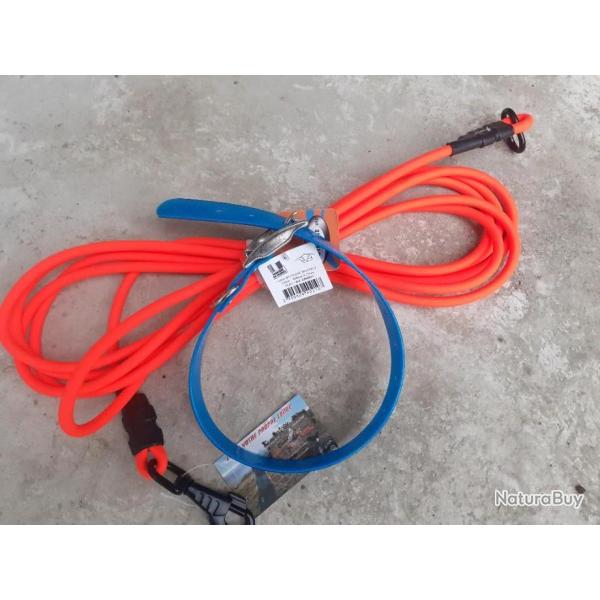 Laisse / longe de 5 m ronde plus collier.