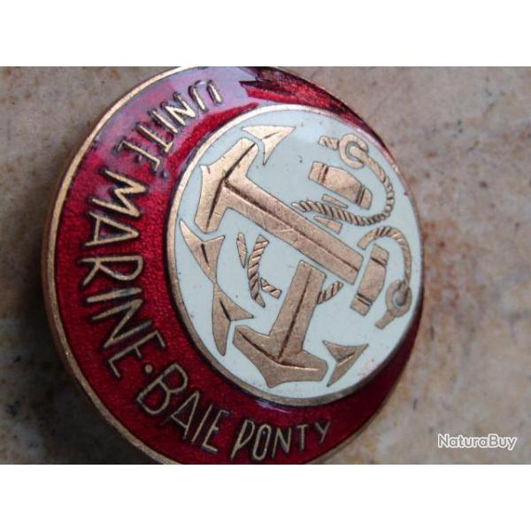 insigne pucelle Unit� Marine BAIE PONTY, dos lisse embouti navale nationale marin Bizerte Tunisie
