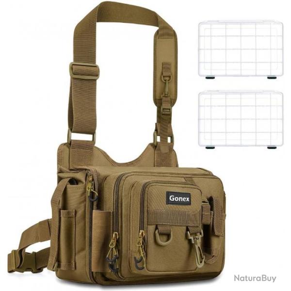 Sac de P�che avec bo�tes Sac de P�che R�sistant � l'eau Avec 2 Pi�ces 3600 en Polyester 1000D