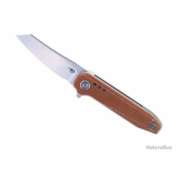 Couteau Bestech Syntax Natural Micarta Lame Acier 14C28N IKBS Linerlock Clip BTKG40E