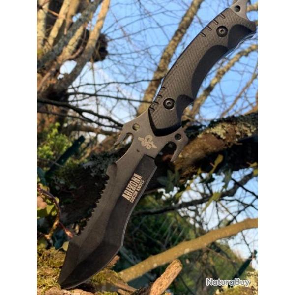 Couteau tactique -  Pleine semelle - Noir oxyd� (Dernier en stock !)