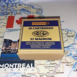 22 Magnum (CIL Dominion): AU CHOIX; Reproduction boite munitions (vide) CIL 8937410