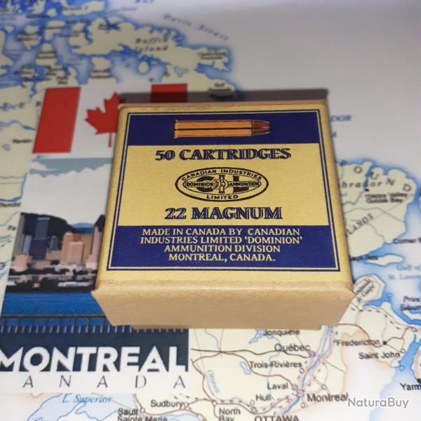 22 Magnum (CIL Dominion): AU CHOIX; Reproduction boite munitions (vide) CIL 8937410