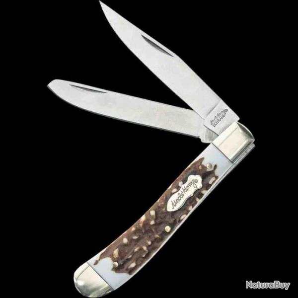 Couteau Schrade Pro Trapper Manche Staglon 2 Lames Acier 7Cr17MoV SCH1135999