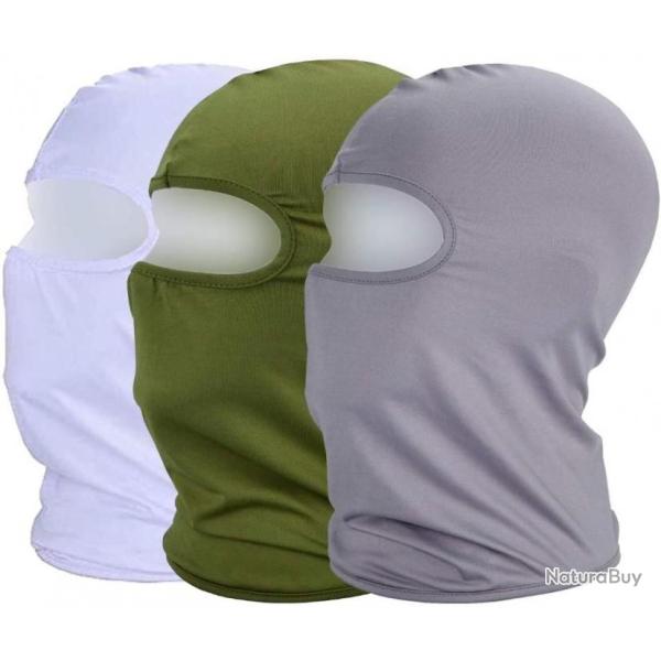 Lot de 3 cagoules - Vert, blanc, gris - Anti UV - Livraison gratuite et rapide