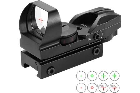 Viseur Point Rouge 4 Réticules Vert/Rouge – Pour Carabine Airsoft, Arbalète, Rail 20mm Weaver/Picatinny