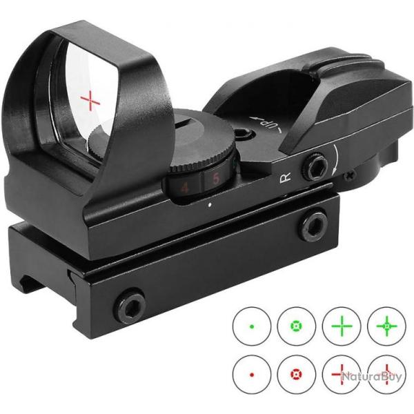 Viseur Point Rouge Chasse et Vert 4 R�ticule 5 Luminosit� R�glages avec 20mm/22mm Weaver/Picatinny