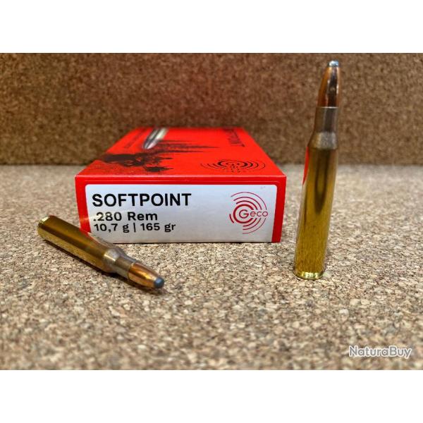 1 BOITE DE MUNITIONS GECO 280 REM 10.7g 165gr TEILMANTEL 1/2 BLINDEE